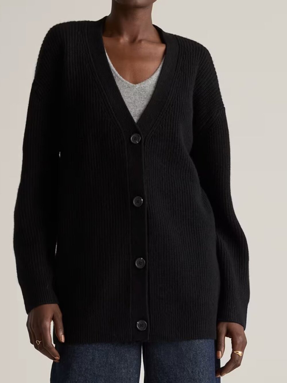 Mongolian Cashmere Oversized Boyfriend Cardigan Sweater